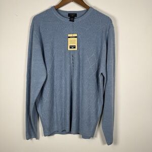 Dockers Men's Pullover Sweater Diamond Quilt Light Blue Size L NWT New Soft